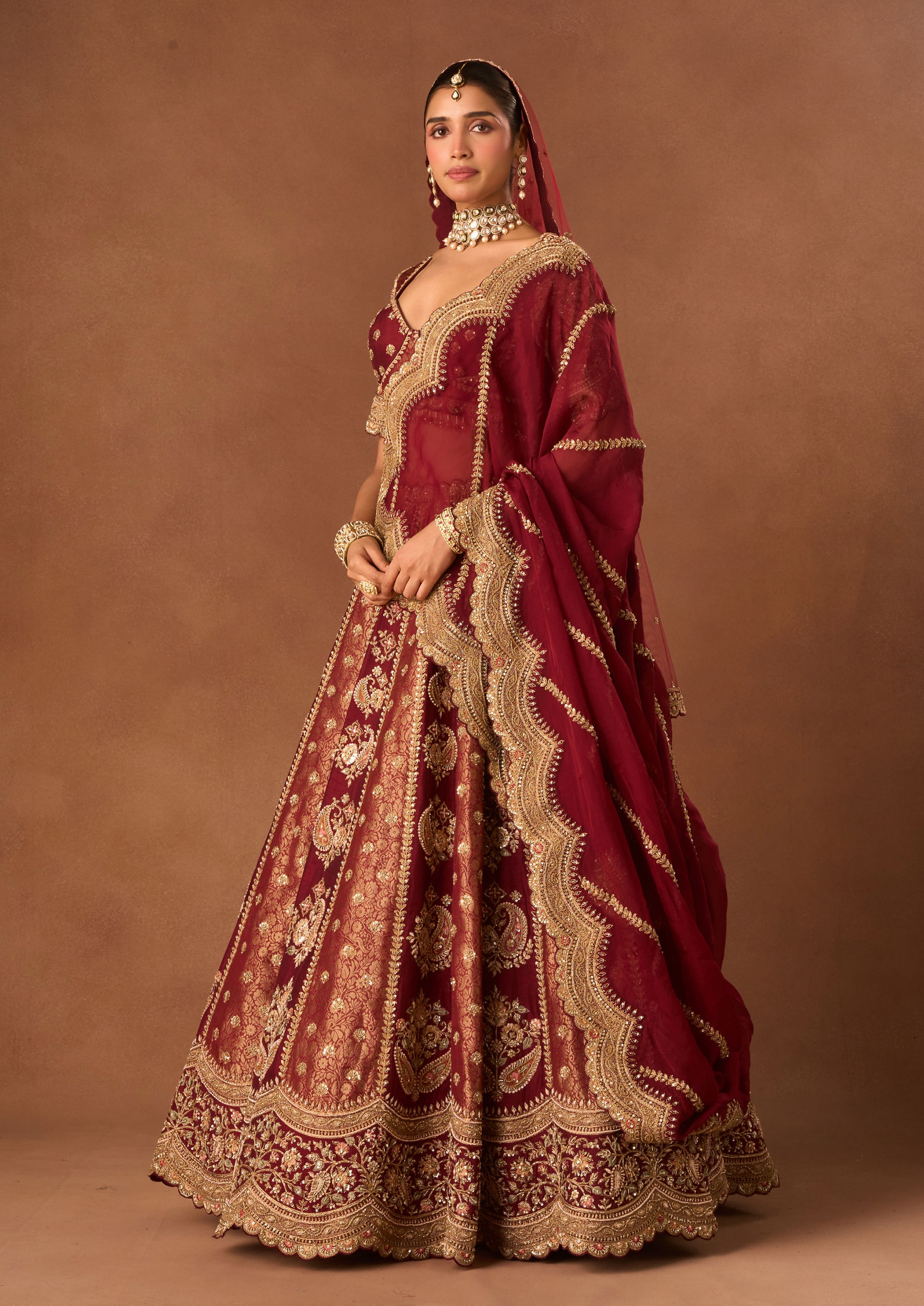 Twamev Women Maroon Art Silk Lehenga with Embroidery