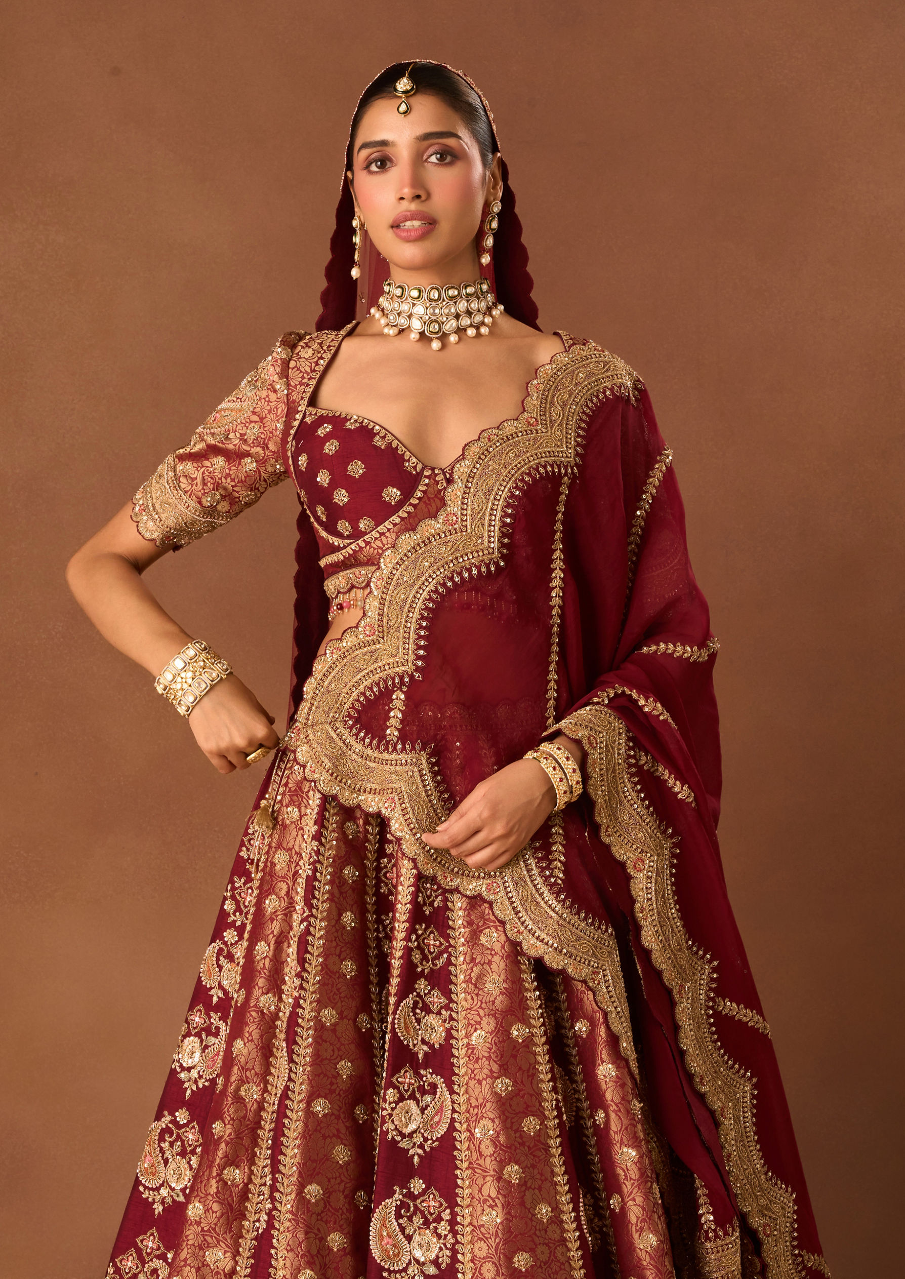 Twamev Women Maroon Art Silk Lehenga with Embroidery