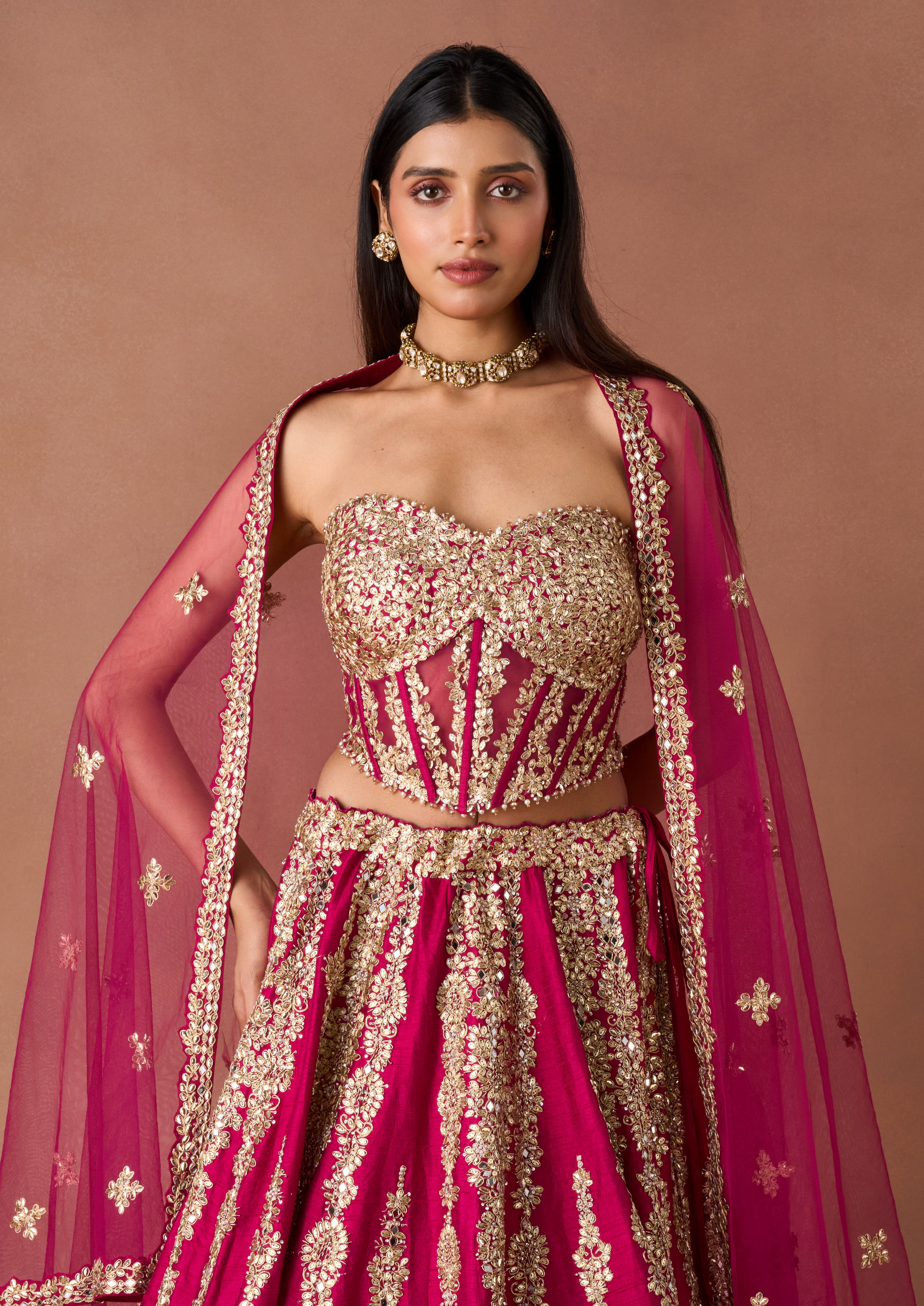 Twamev Women Pink Art Silk Lehenga Set