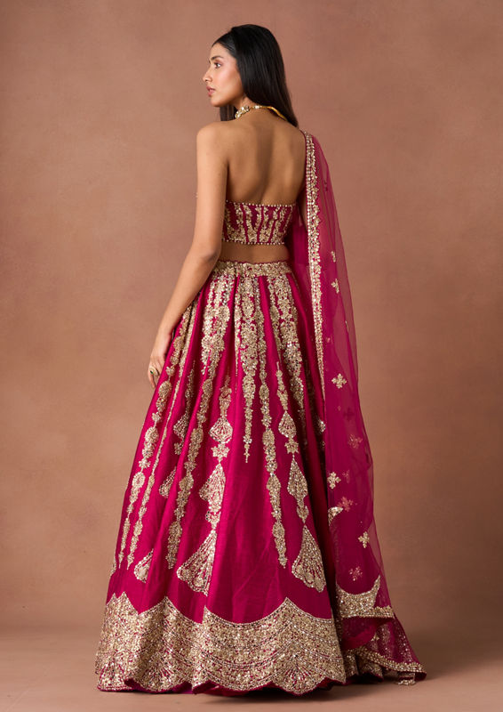 Twamev Women Pink Art Silk Lehenga Set