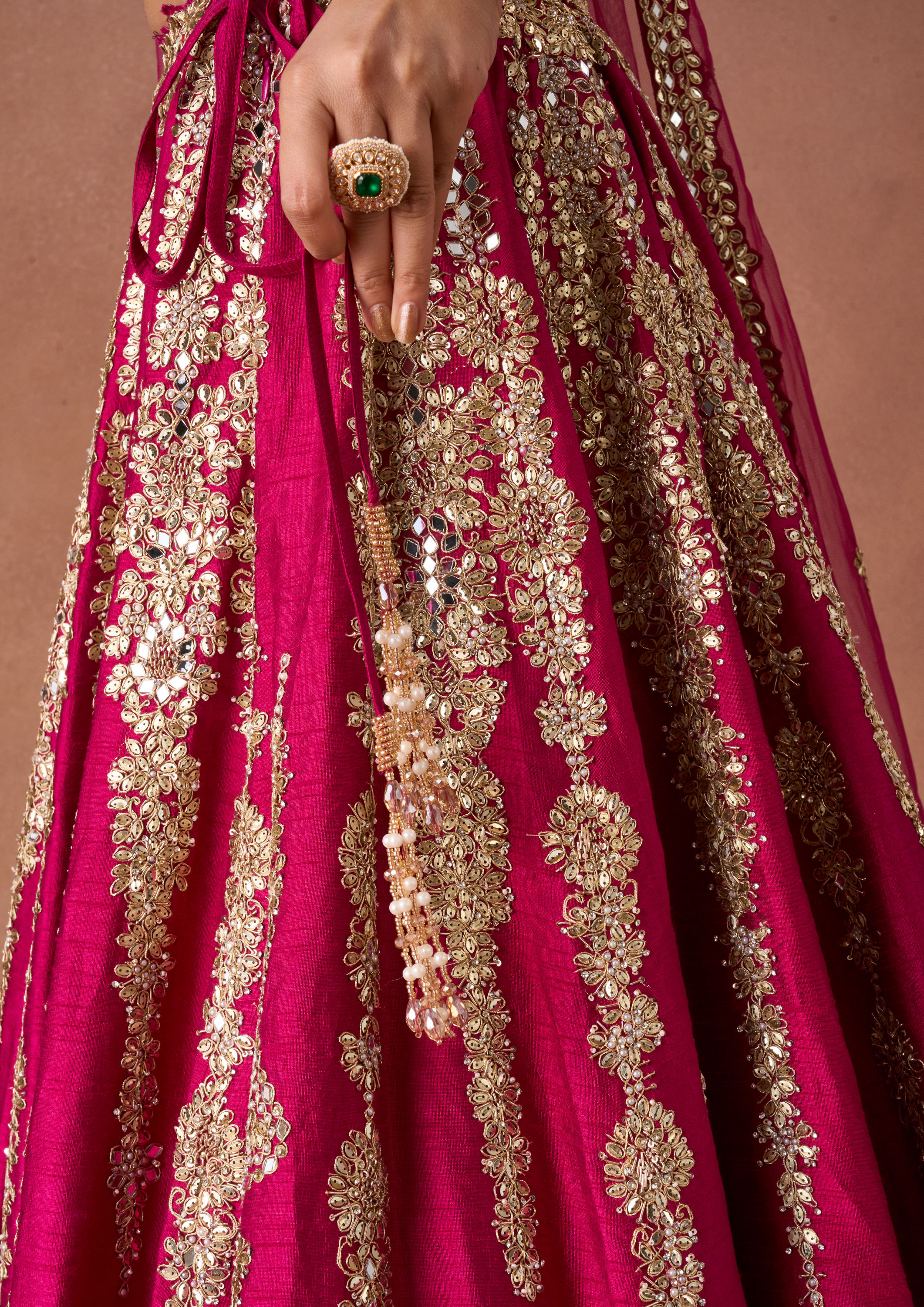 Twamev Women Pink Art Silk Lehenga Set