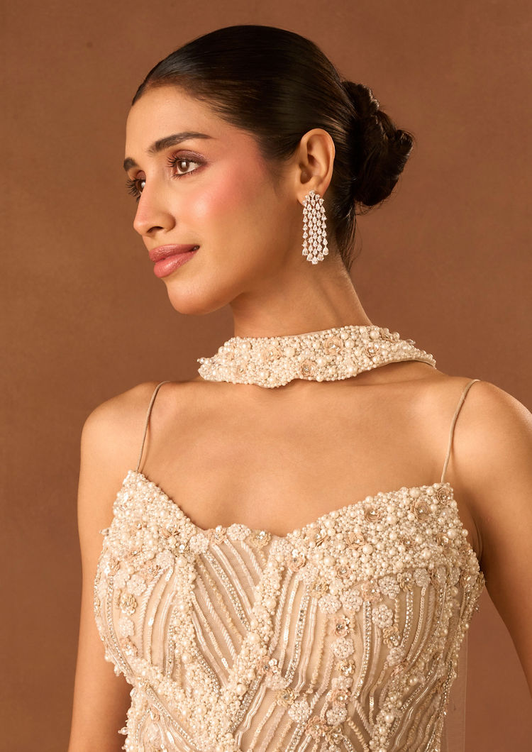 Twamev Women Fawn Net Lehenga with Embroidery
