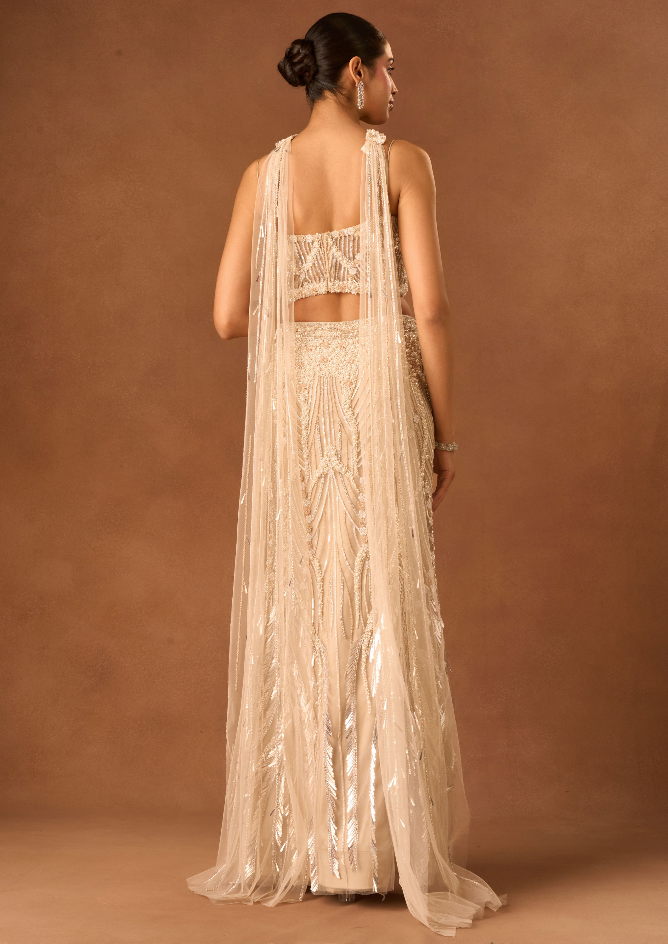 Twamev Women Fawn Net Lehenga with Embroidery