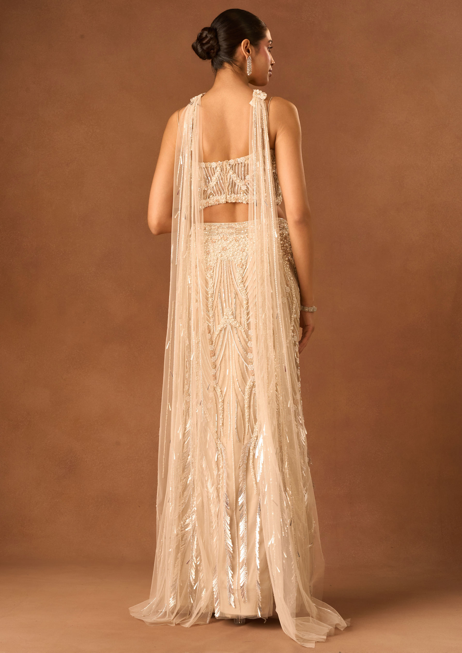 Twamev Women Fawn Net Lehenga with Embroidery