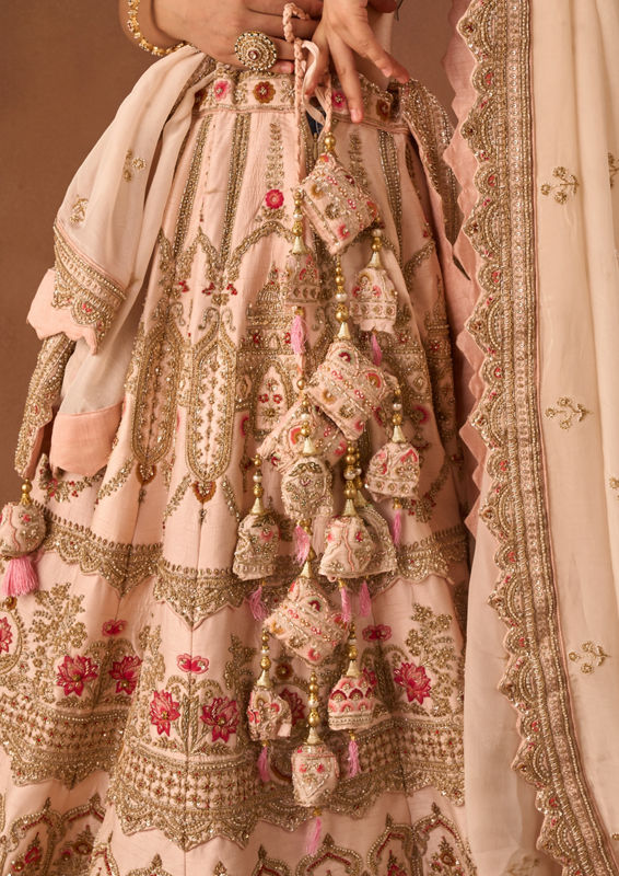 Twamev Women Light Pink Art Silk Lehenga with Embroidery