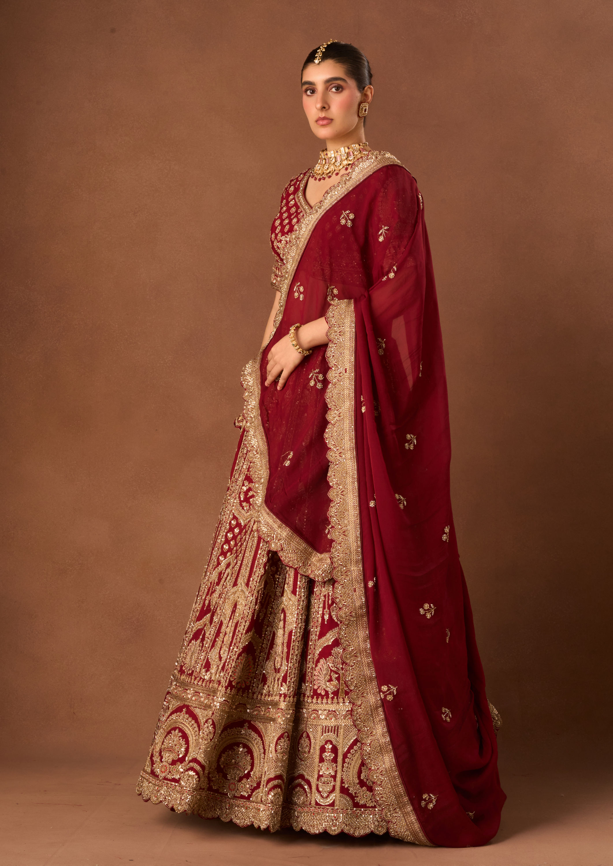 Twamev Women Maroon Art Silk Lehenga with Embroidery