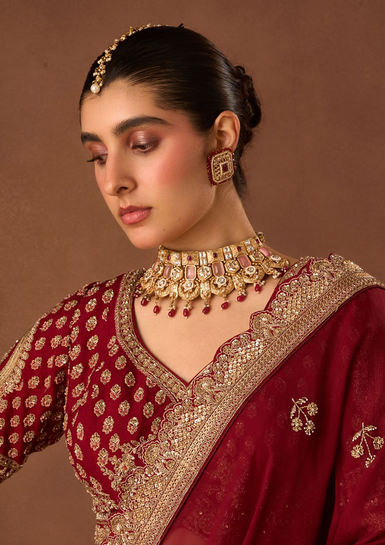 Twamev Women Maroon Art Silk Lehenga with Embroidery