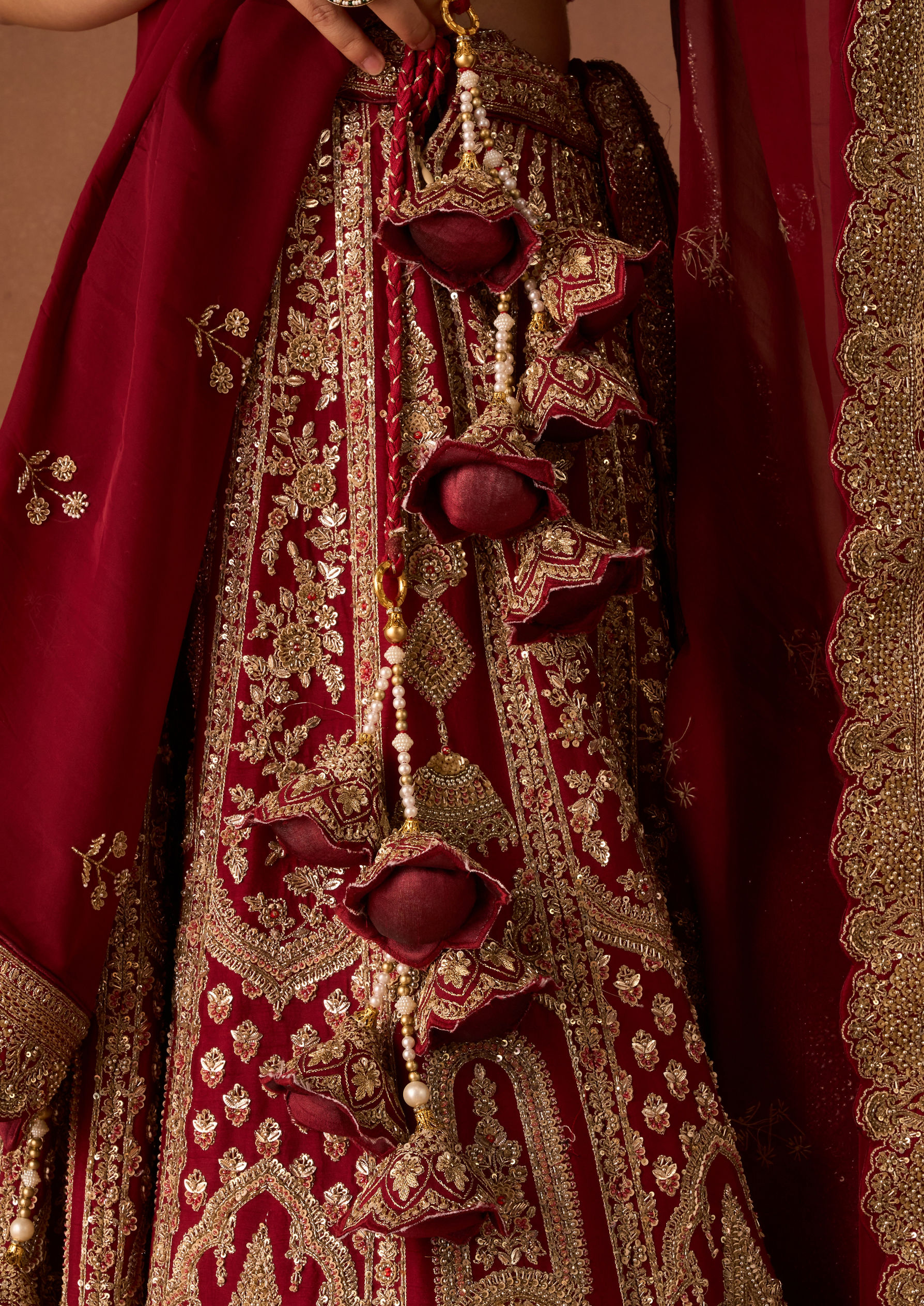 Twamev Women Maroon Art Silk Lehenga with Embroidery