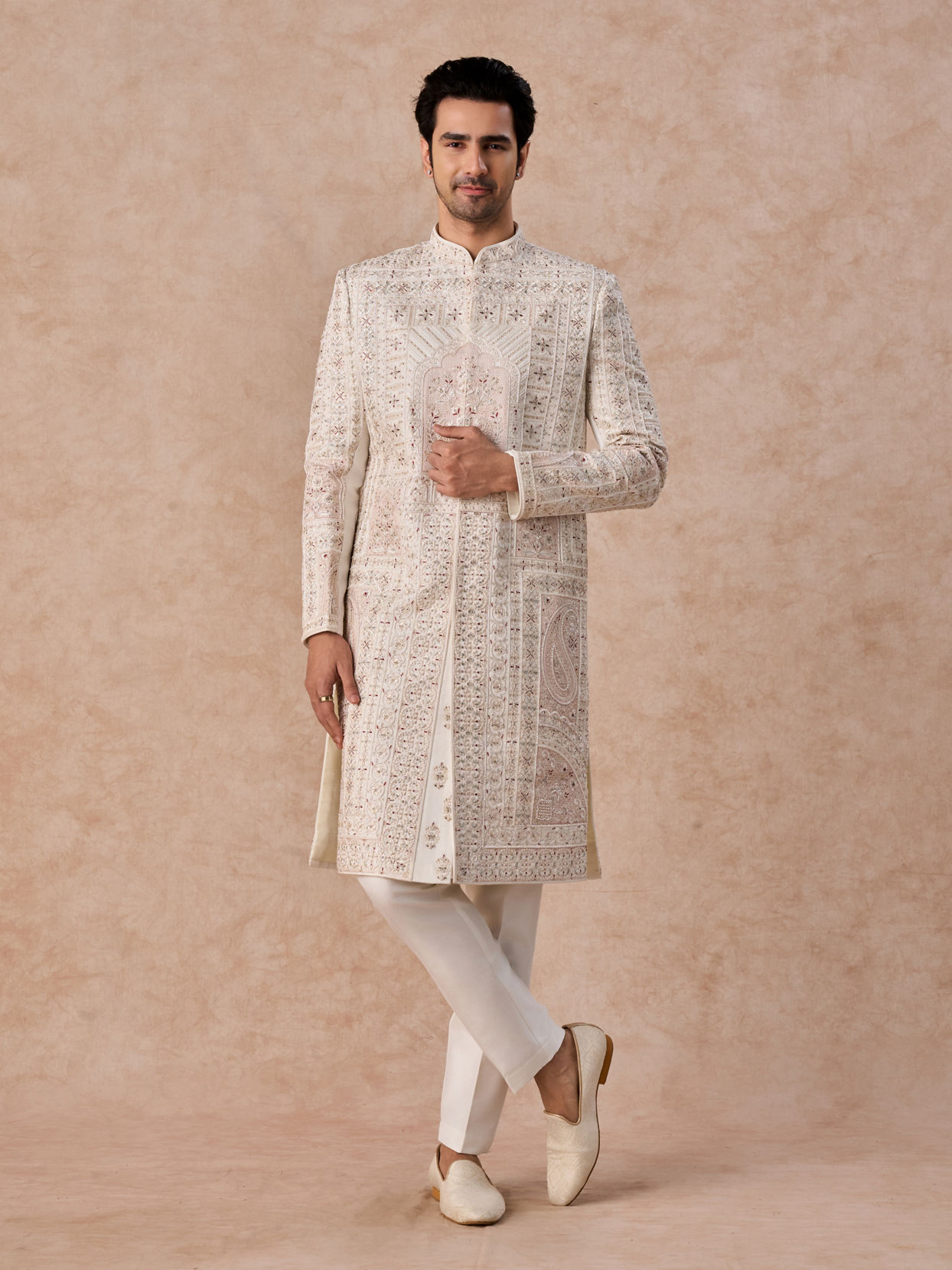 Manyavar Men White Sherwani Majesty
