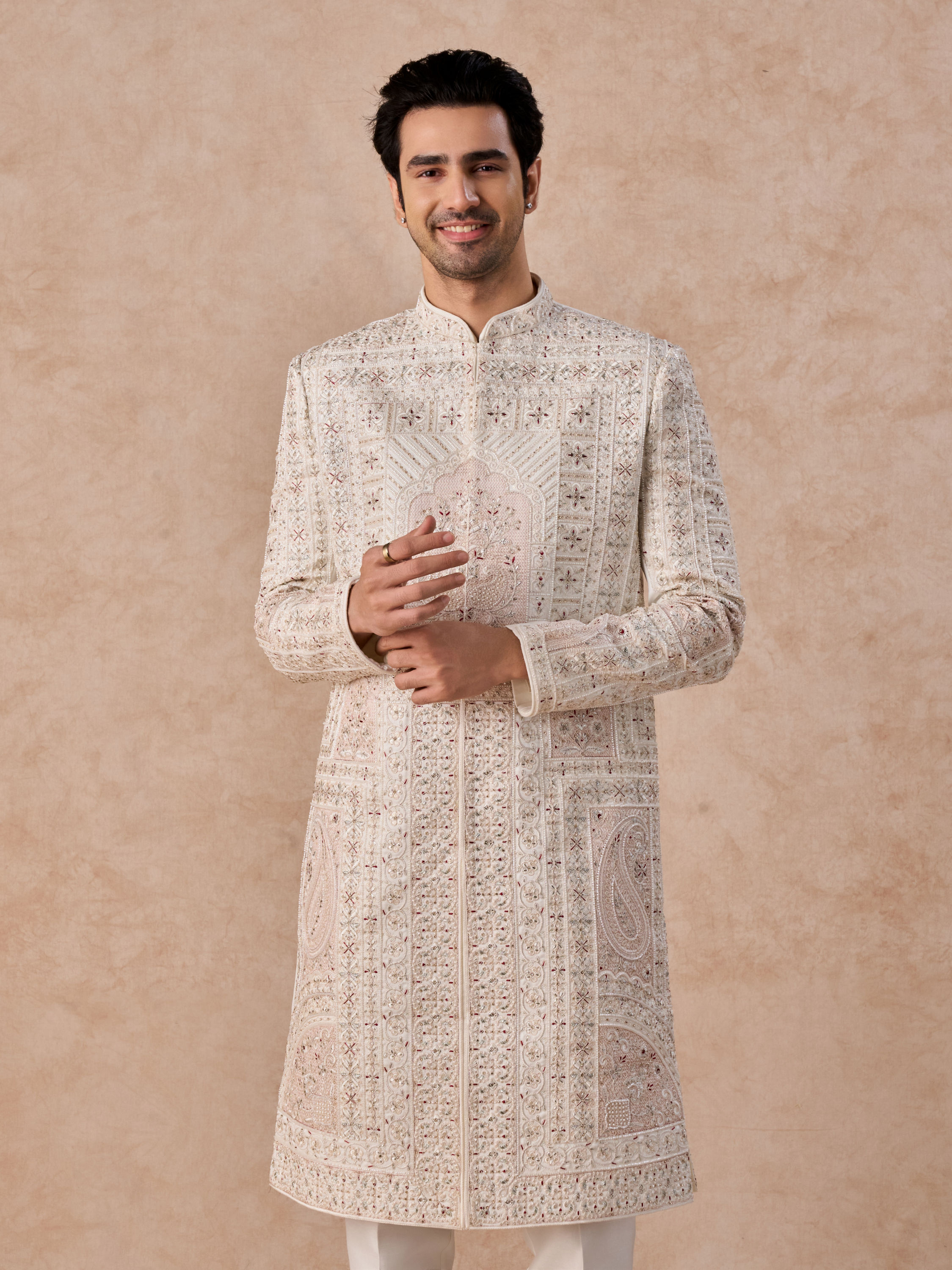 Manyavar Men White Sherwani Majesty