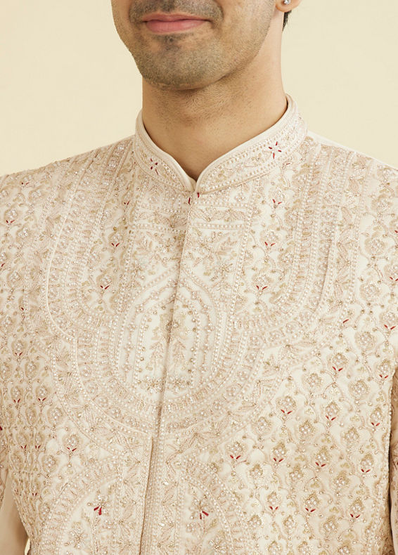 Manyavar Men Champagne Splendor Open Sherwani