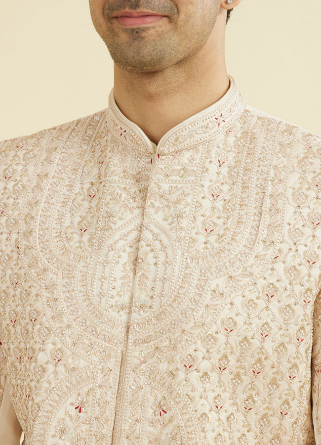 Manyavar Men Champagne Splendor Open Sherwani