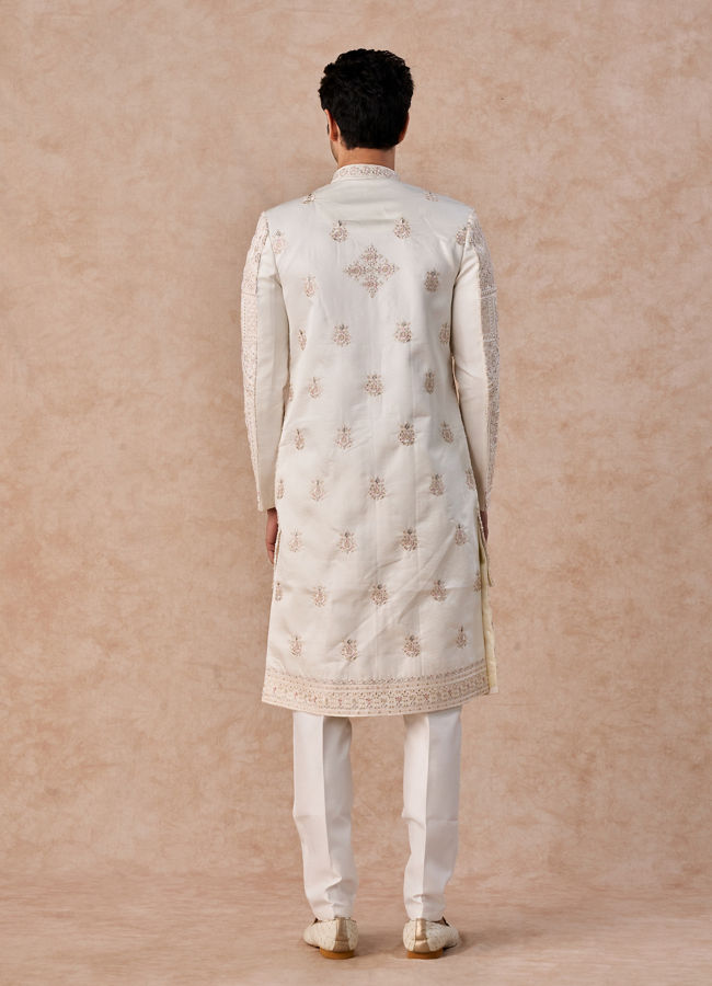 Manyavar Men Elegant White Festive Sherwani