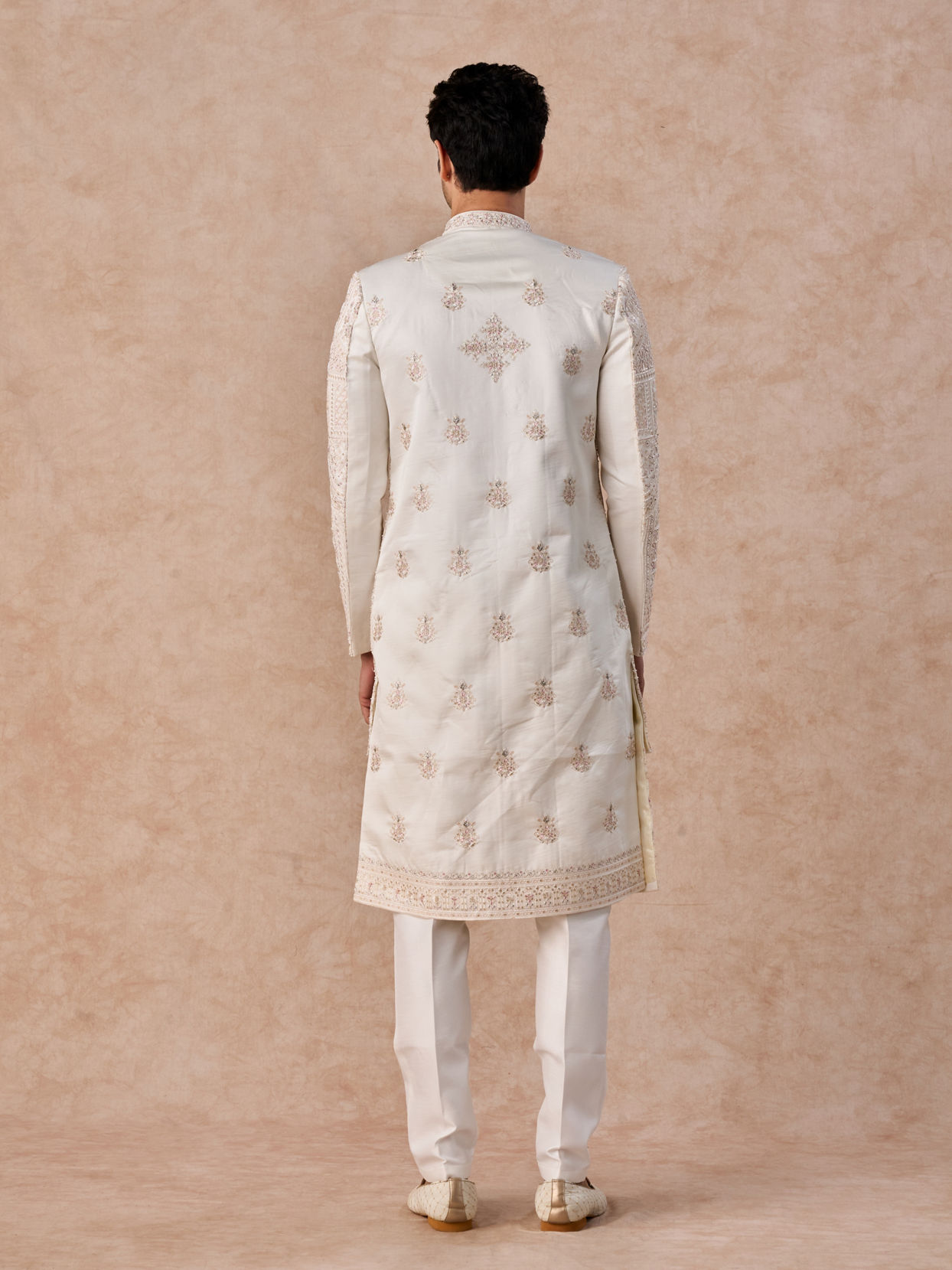 Manyavar Men Elegant White Festive Sherwani