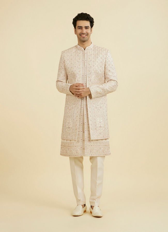 Manyavar Men Champagne Regal Open Sherwani