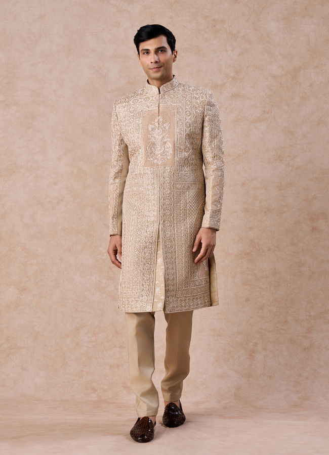 Manyavar Men Beige Opulence Sherwani