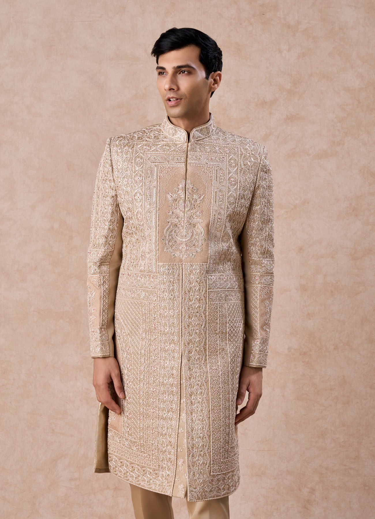 Manyavar Men Beige Opulence Sherwani