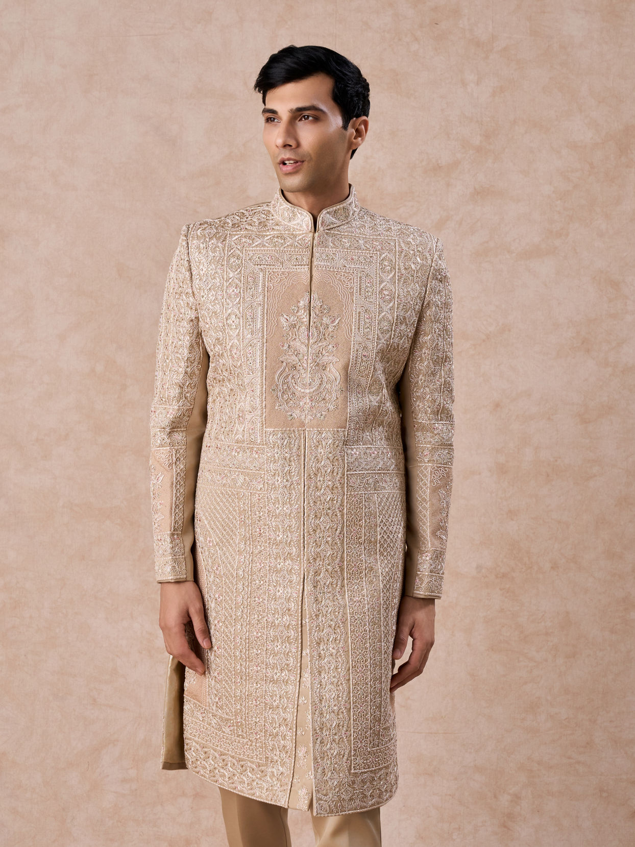 Manyavar Men Beige Opulence Sherwani