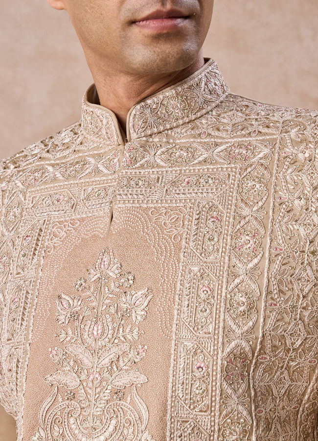 Manyavar Men Beige Opulence Sherwani