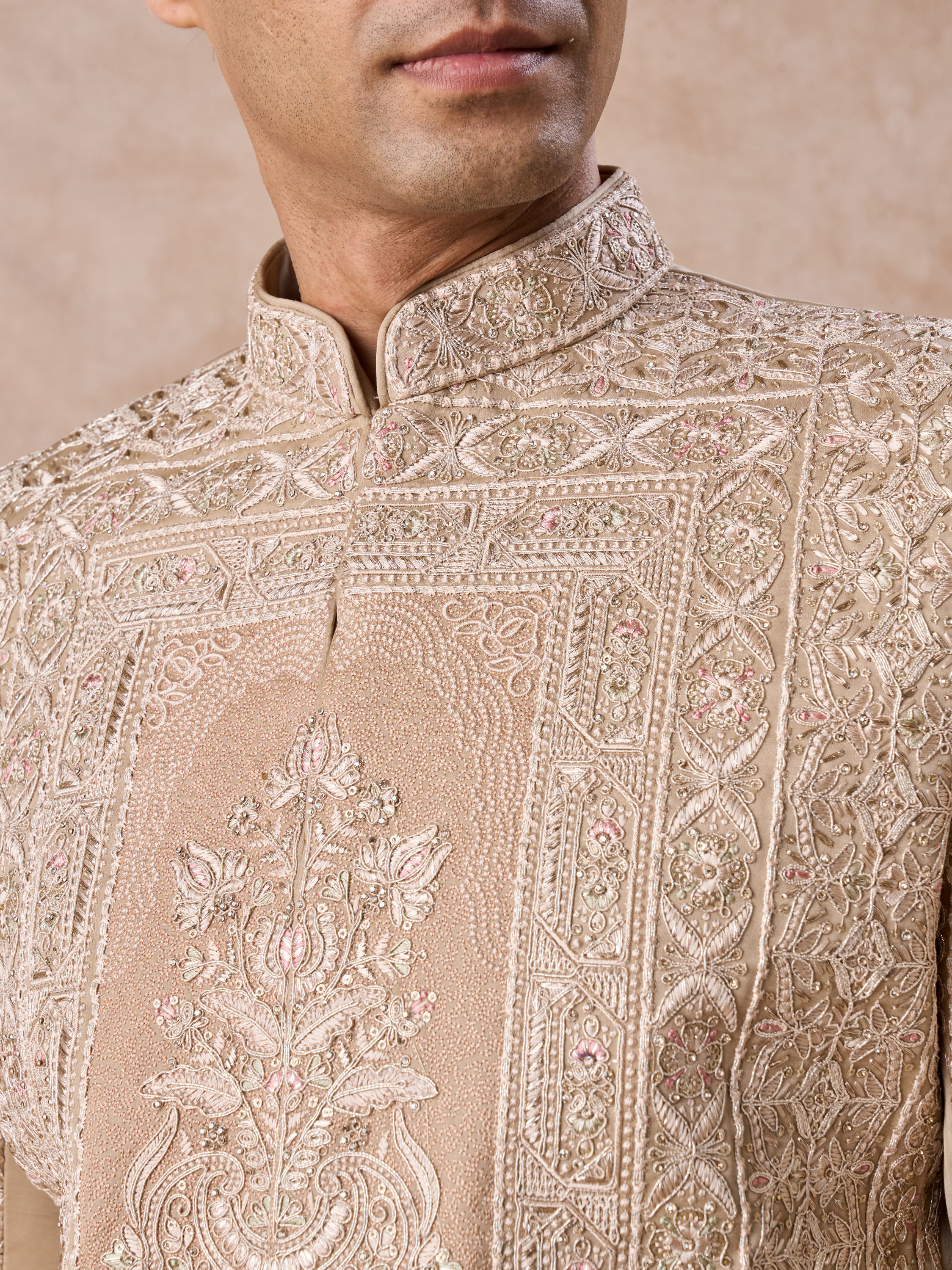 Manyavar Men Beige Opulence Sherwani