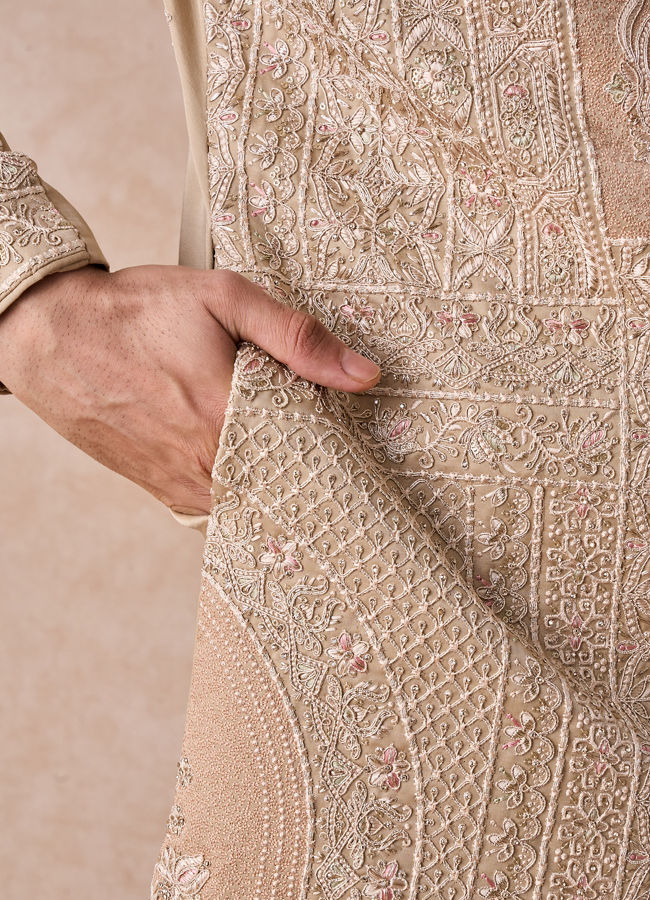 Manyavar Men Beige Opulence Sherwani
