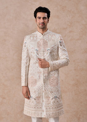 Manyavar Men Regal White Sherwani Ensemble