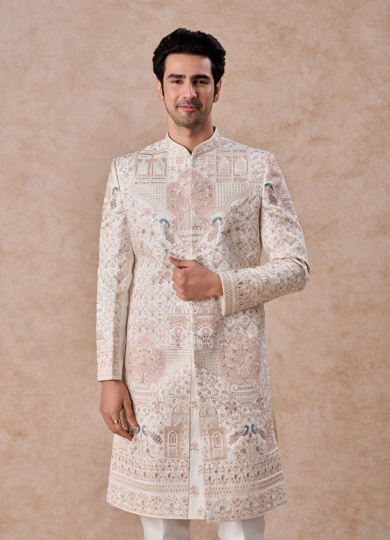Manyavar Men Regal White Sherwani Ensemble