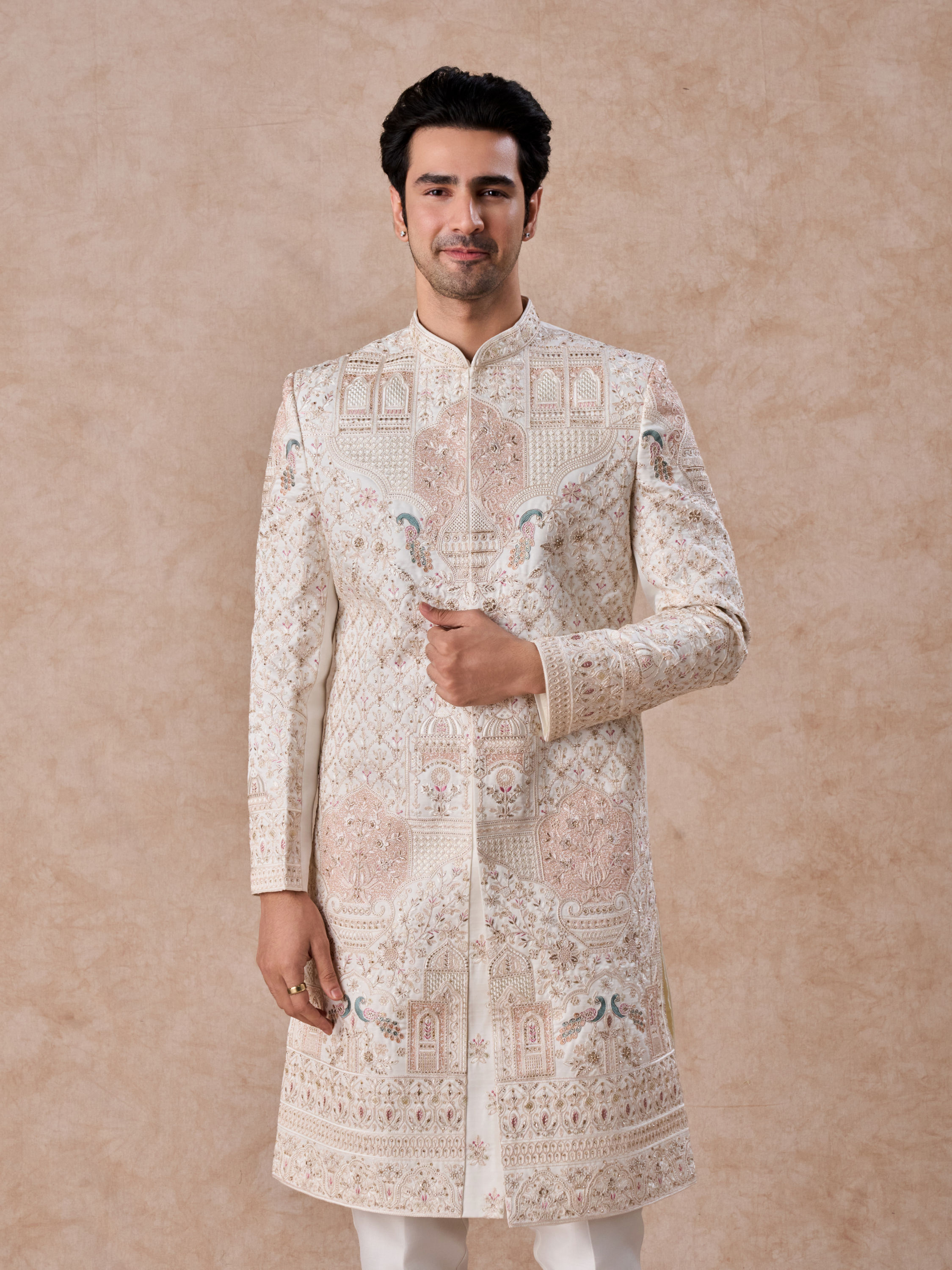Manyavar Men Regal White Sherwani Ensemble