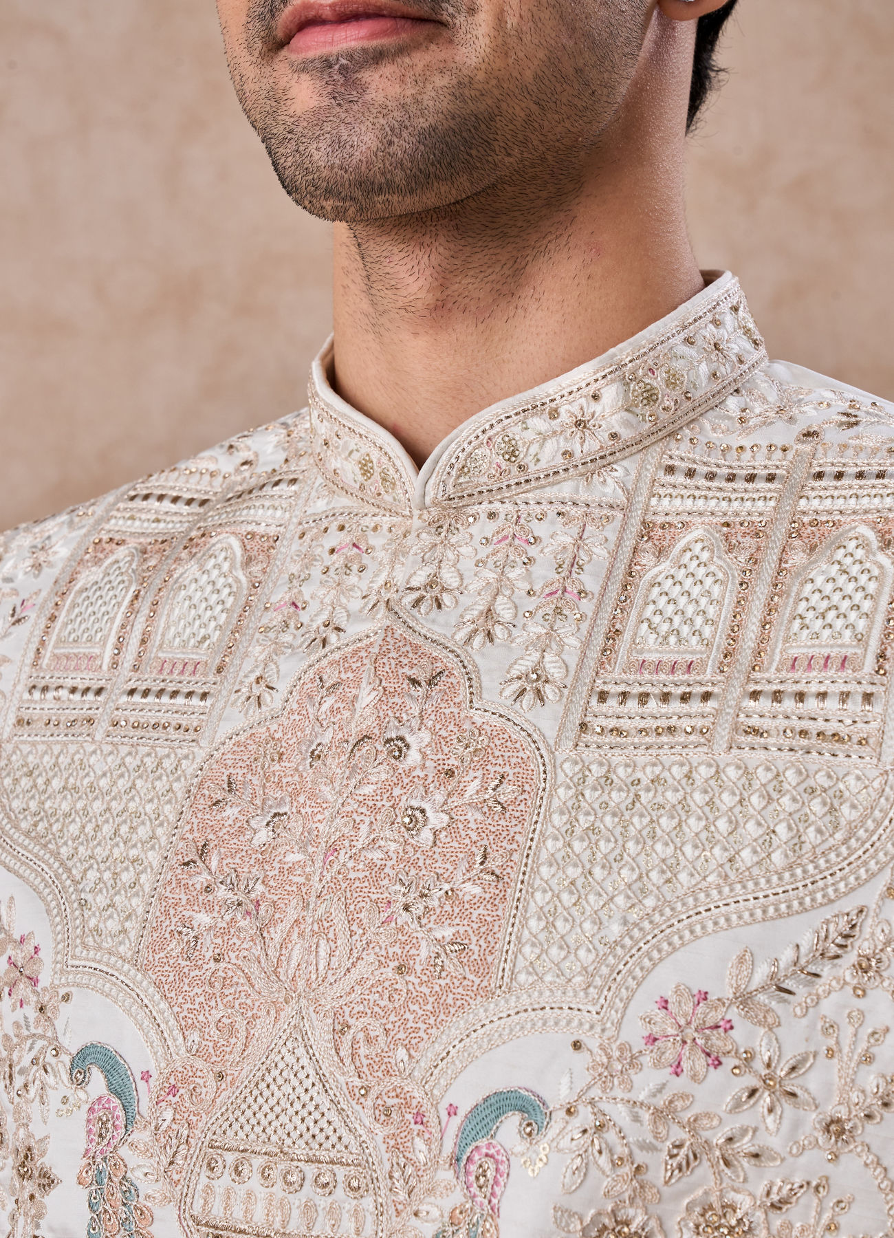 Manyavar Men Regal White Sherwani Ensemble