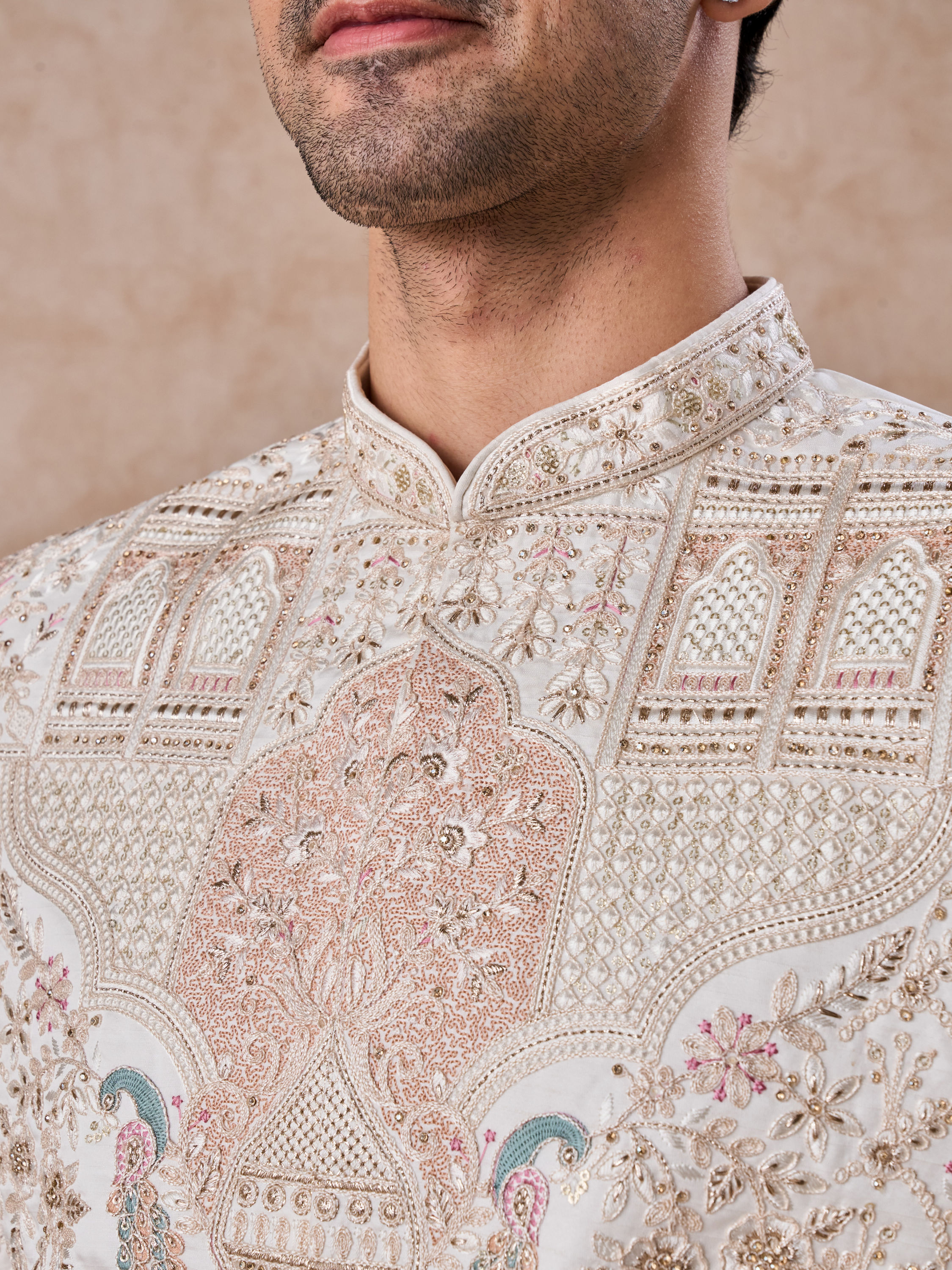 Manyavar Men Regal White Sherwani Ensemble