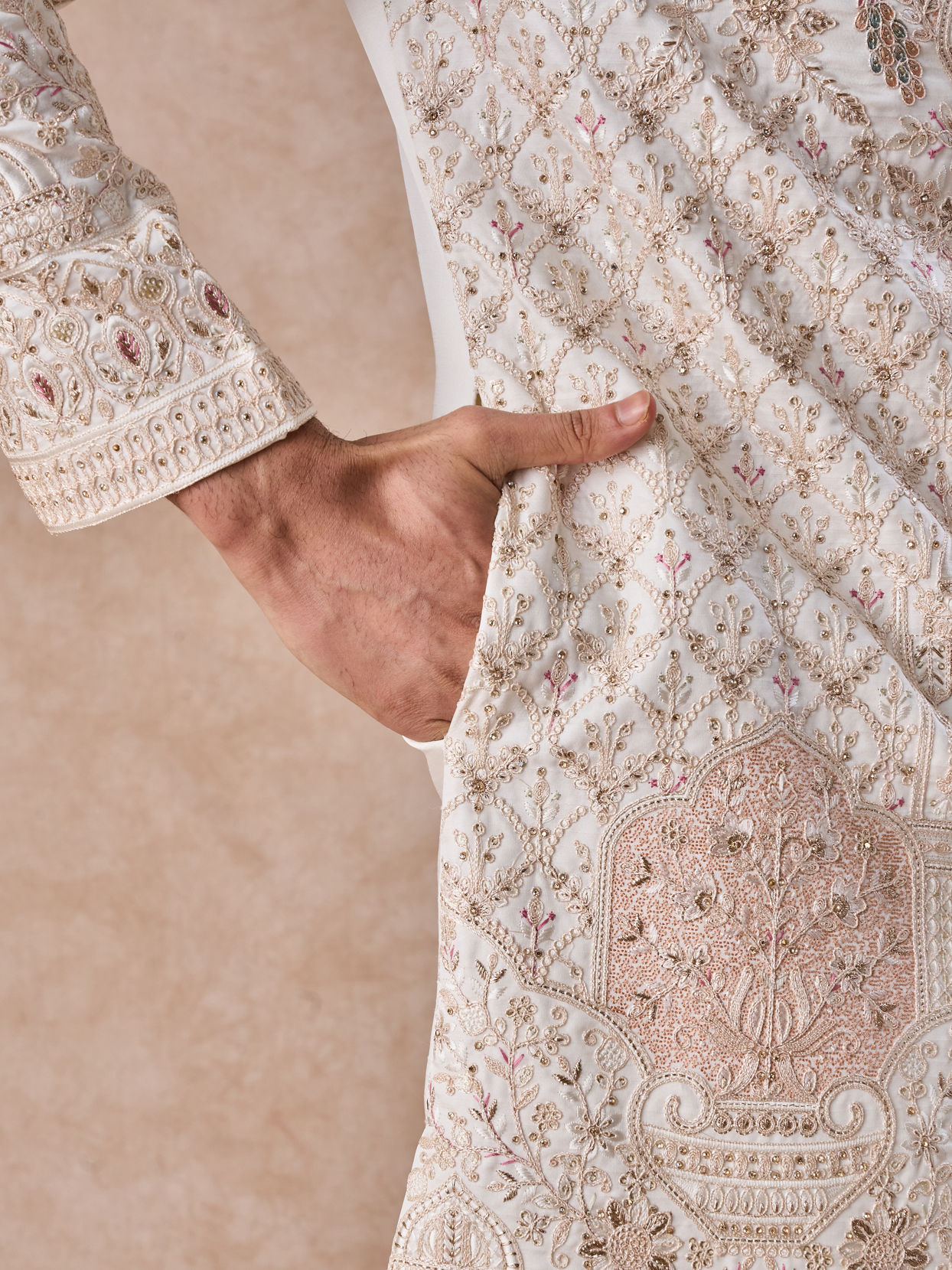 Manyavar Men Regal White Sherwani Ensemble