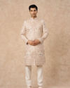 Manyavar Men Champagne Art Silk Sherwani with Embroidery