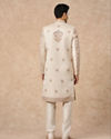 Manyavar Men Champagne Art Silk Sherwani with Embroidery
