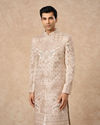 Manyavar Men Champagne Art Silk Sherwani with Embroidery