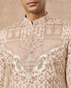 Manyavar Men Champagne Art Silk Sherwani with Embroidery