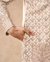 Manyavar Men Champagne Art Silk Sherwani with Embroidery