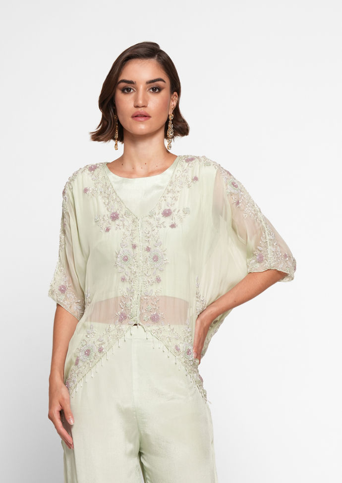 Twamev Women Pista Green Radiance Stitched Suit