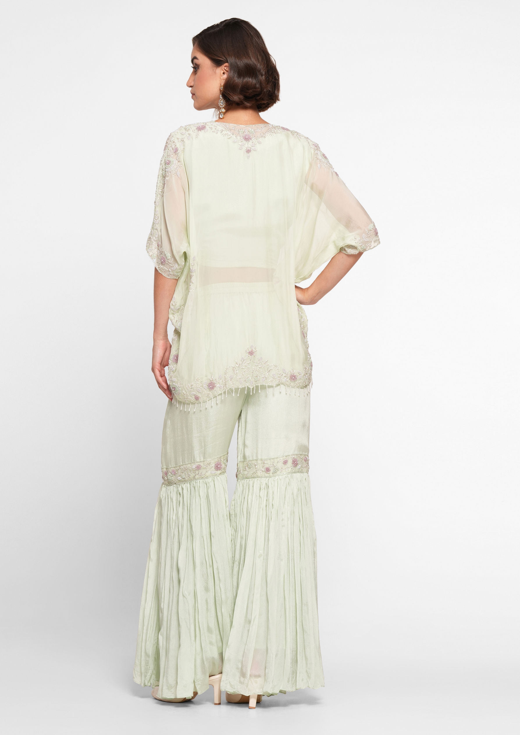 Twamev Women Pista Green Radiance Stitched Suit