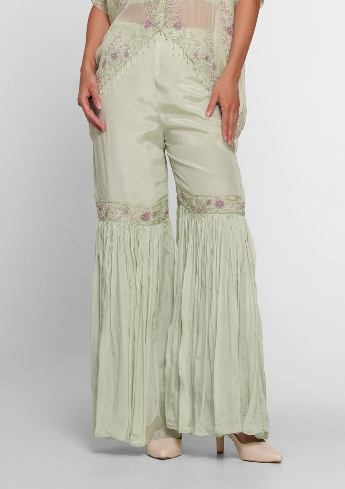 Twamev Women Pista Green Radiance Stitched Suit