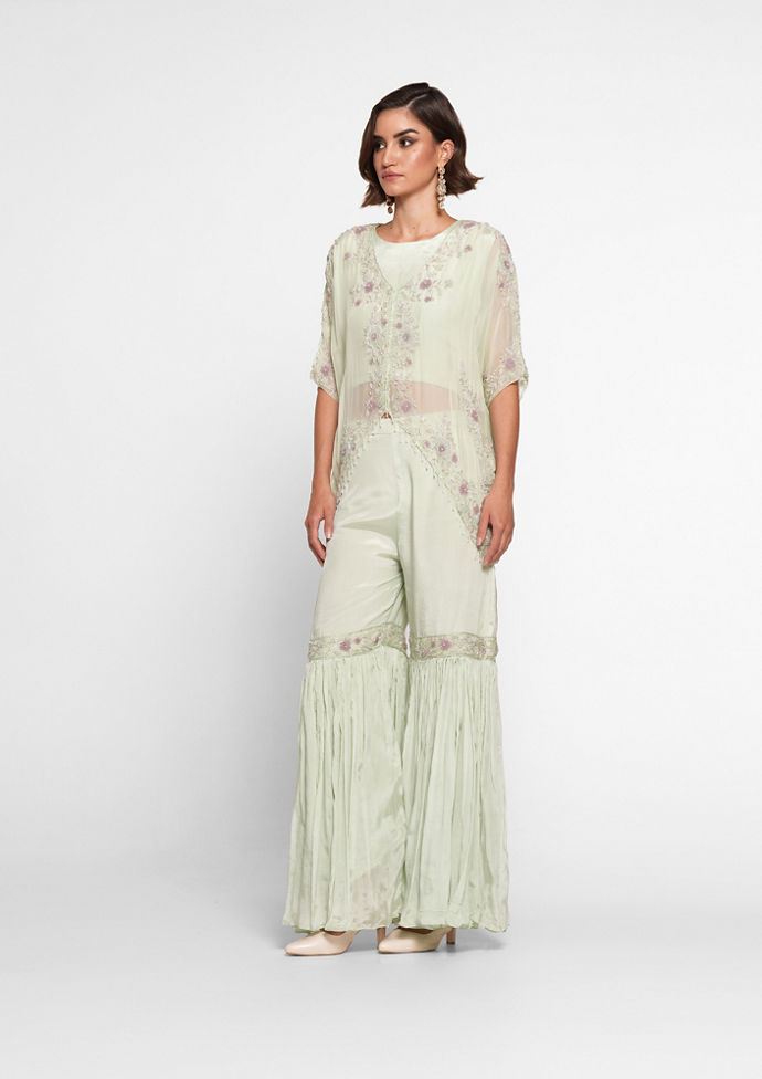 Twamev Women Pista Green Radiance Stitched Suit