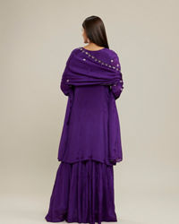 Twamev Women Purple Viscose Sequin Embroidered Sharara Suit