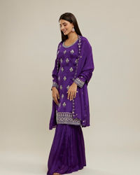 Twamev Women Purple Viscose Sequin Embroidered Sharara Suit