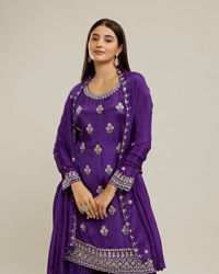 Twamev Women Purple Viscose Sequin Embroidered Sharara Suit