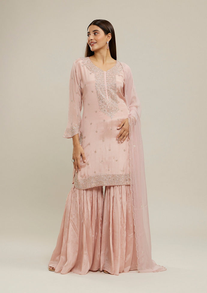 Twamev Women Blushing Pink Festive Stitched Suit