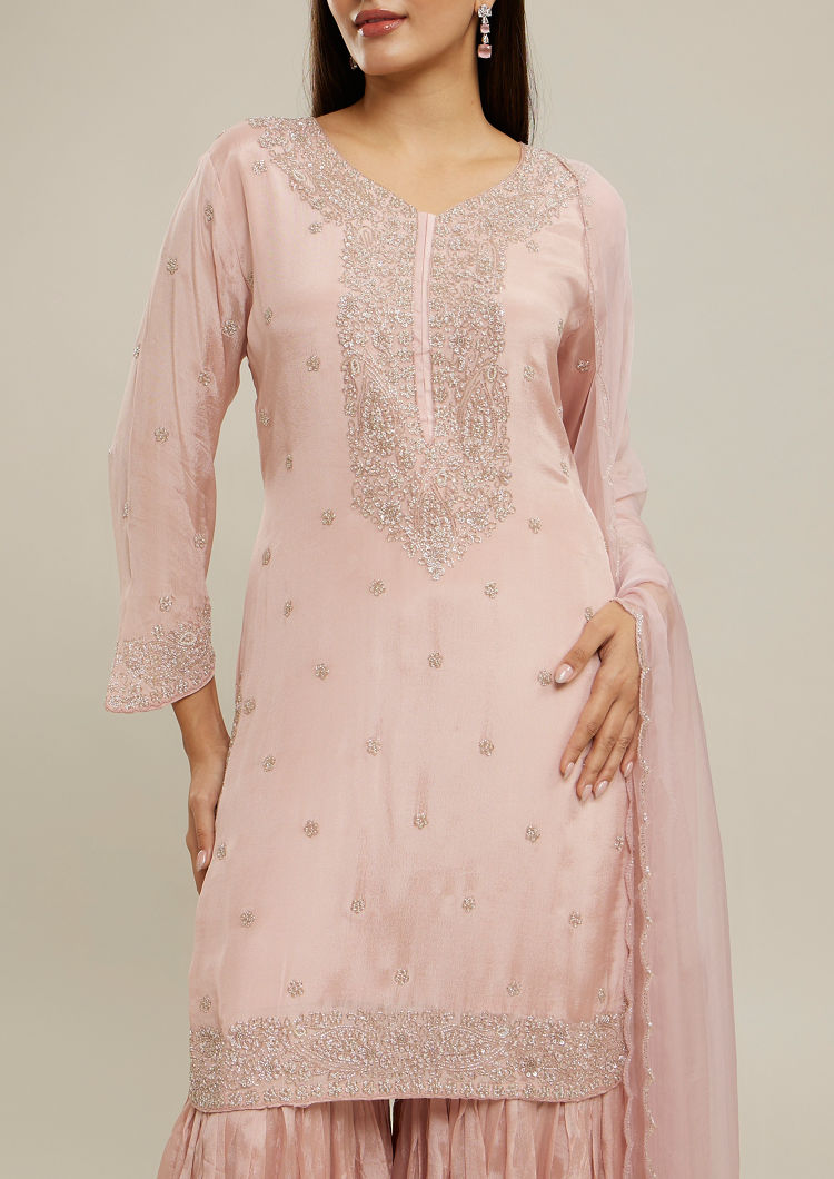 Twamev Women Blushing Pink Festive Stitched Suit