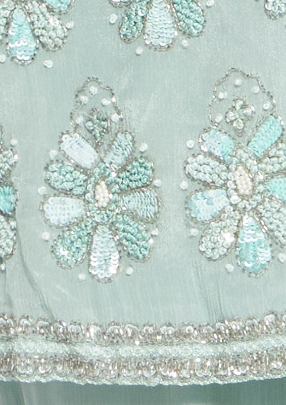 Twamev Women Elegant Light Blue Stitched Suit