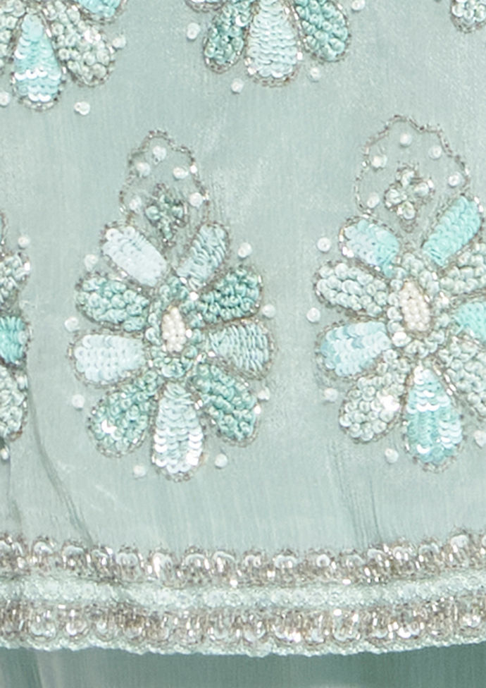 Twamev Women Elegant Light Blue Stitched Suit