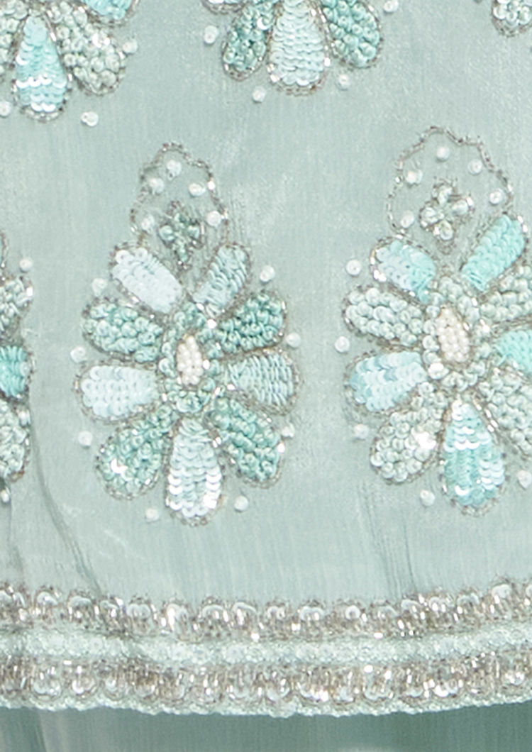 Twamev Women Elegant Light Blue Stitched Suit
