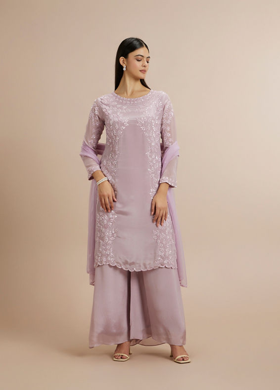 Twamev Women Elegant Purple Celebration Stitched Suit