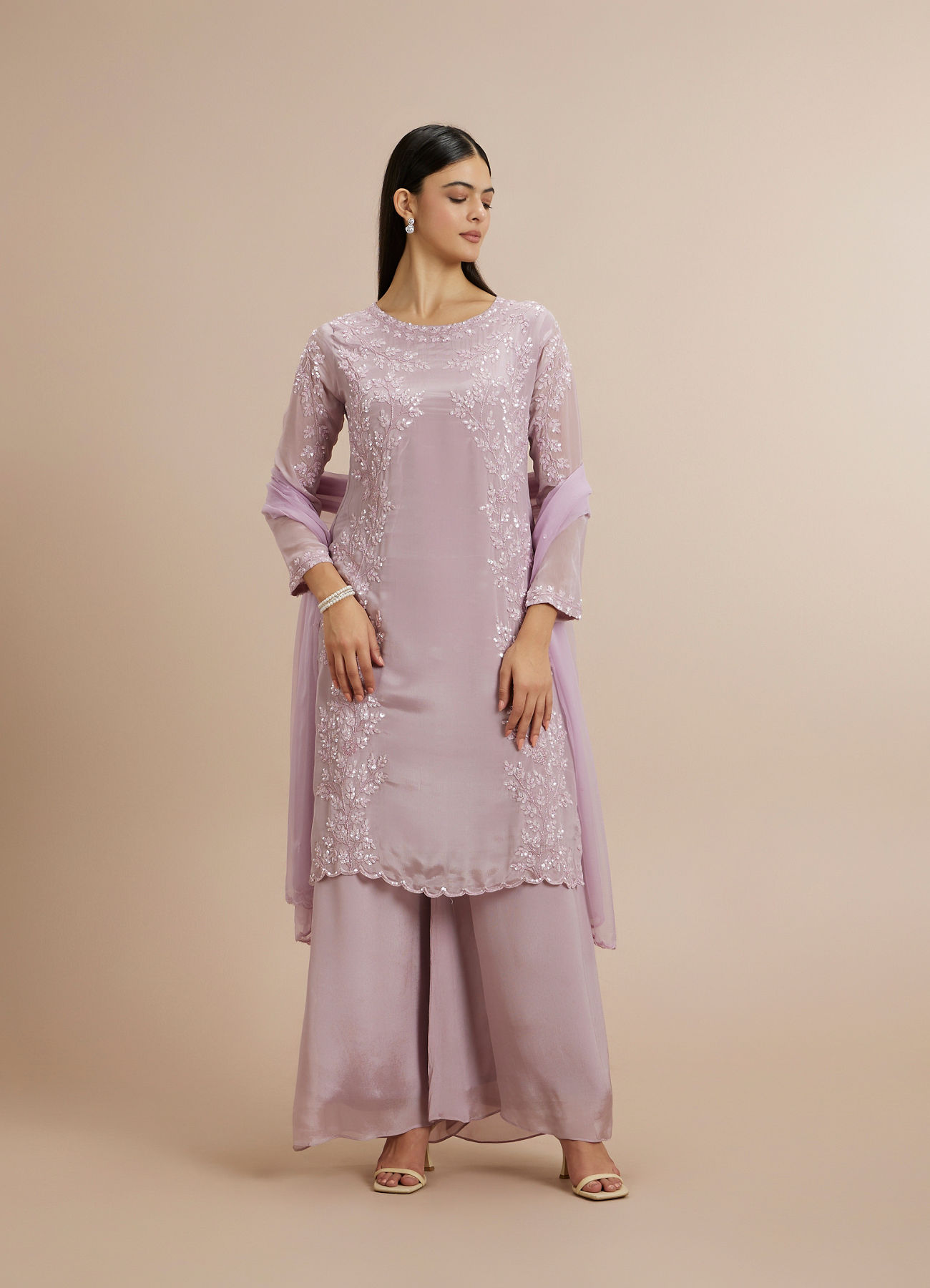Twamev Women Elegant Purple Celebration Stitched Suit